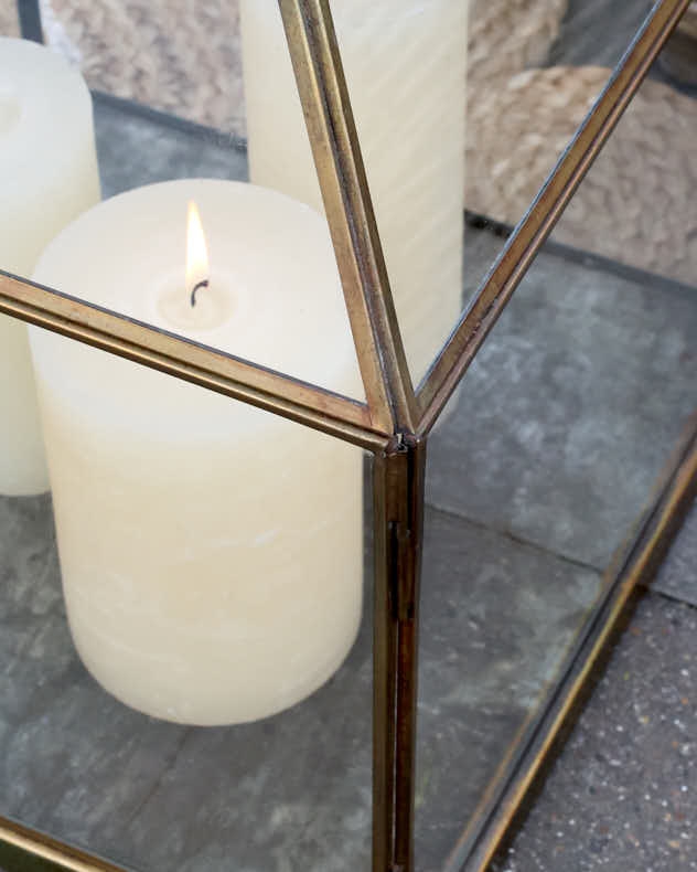 Contemporary Large Glass & Iron Candle Holder