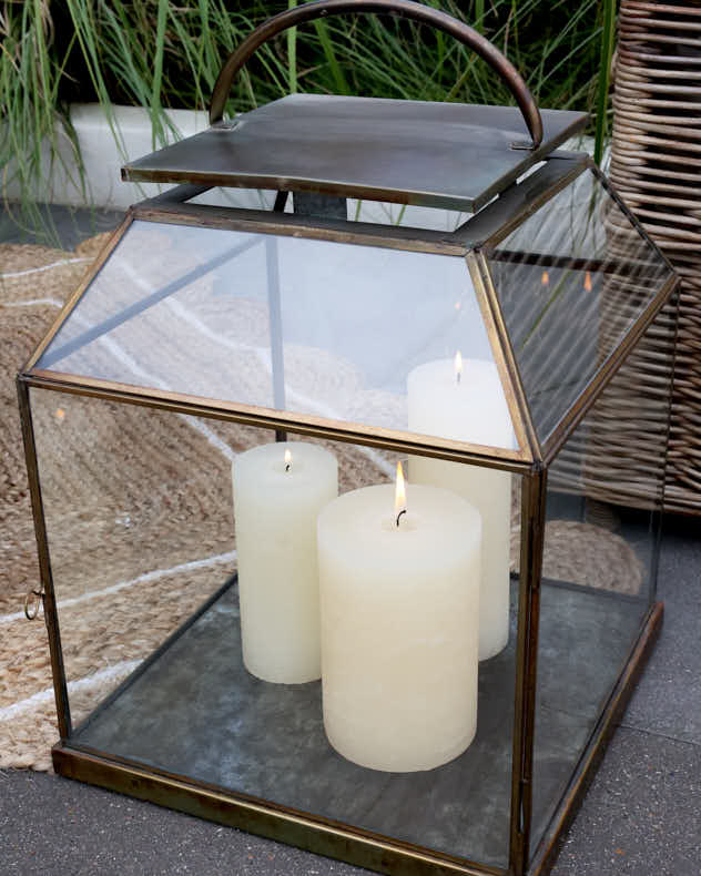 Contemporary Large Glass & Iron Candle Holder