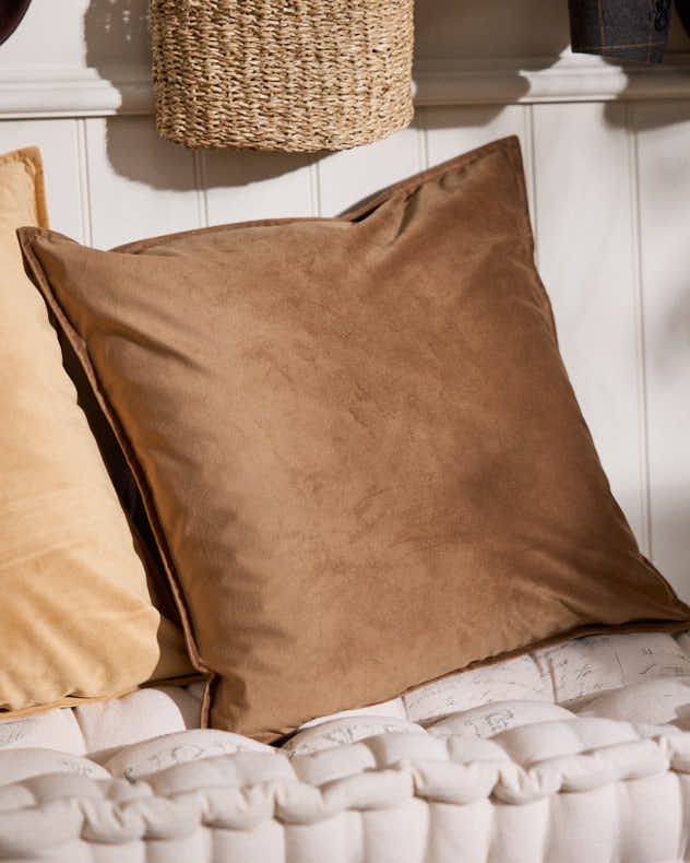 Brown Polyester & Duck feathers and down Cushions - Rich Caramel Soft Cushion