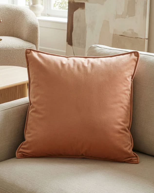 Orange Polyester & Duck feathers and down Cushions - Coral Sunset Soft Cushion