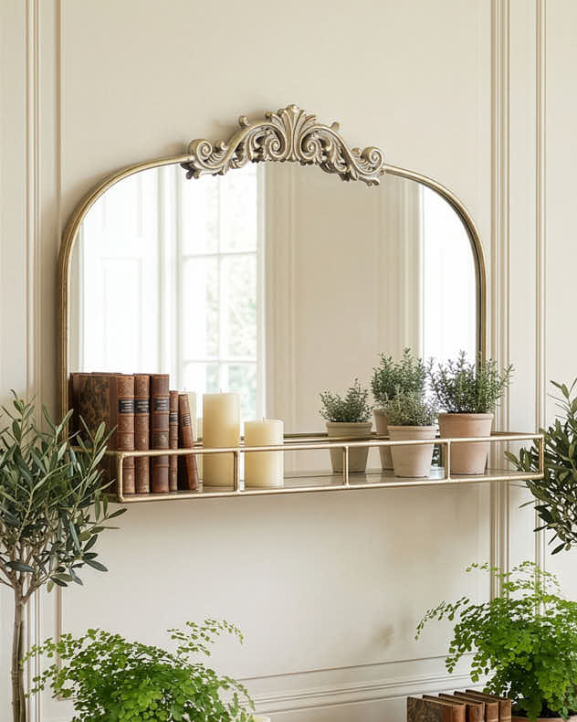 Heritage Gold Mirror &amp; Shelf