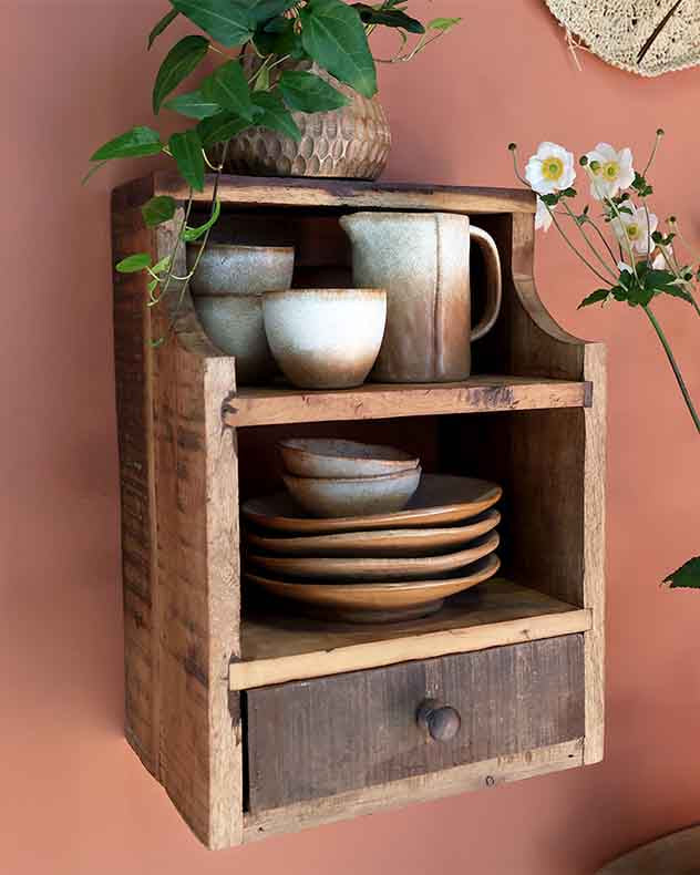 Grimaud Wooden Shelving Unit with Drawer