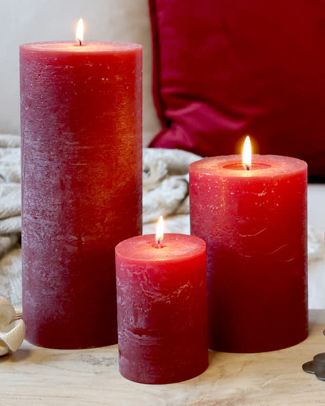 Set of 3 Deep Red Candles