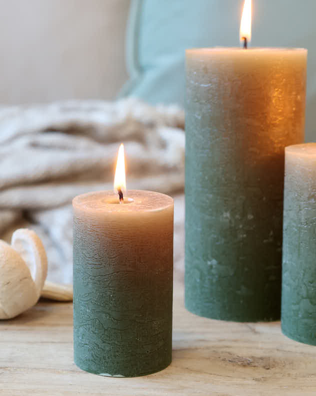 Candles - Set of 3 Olive Green Candles