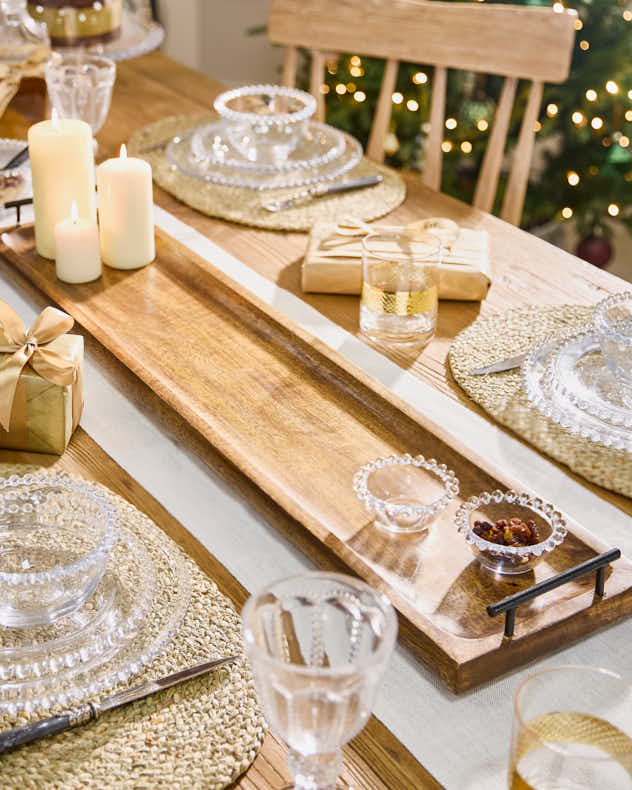 Mango Wood Long Tray with Handles
