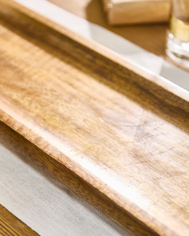 Mango Wood Long Tray with Handles