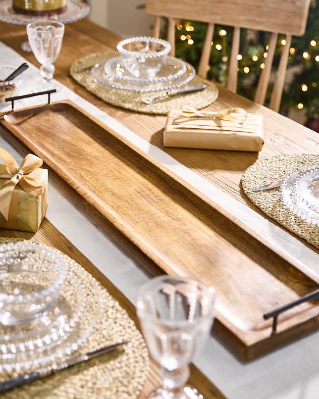 Mango Wood Long Tray with Handles