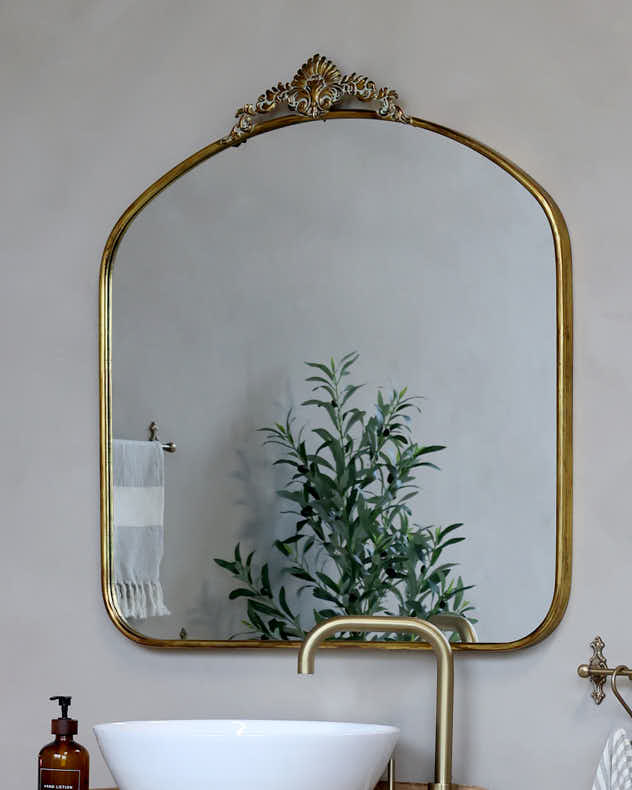 Floral Golden Wall Mirror