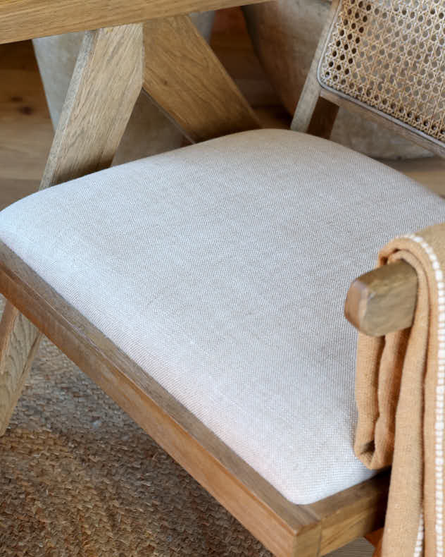 Countryside Oak Wood Rattan Chair