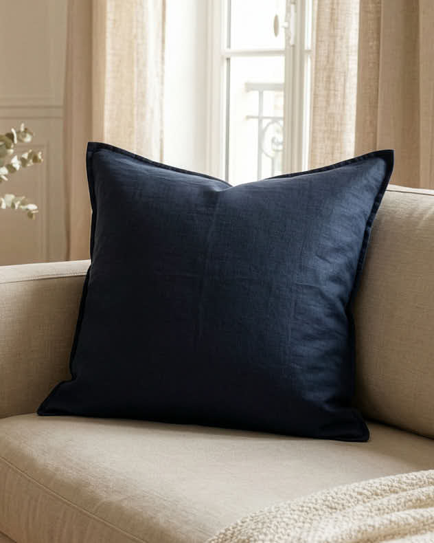 Blue Linen Cushions - Dusk Blue Linen Cushion