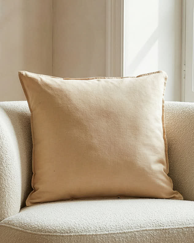 Cream Linen Cushions - Almond Beige Linen Cushion
