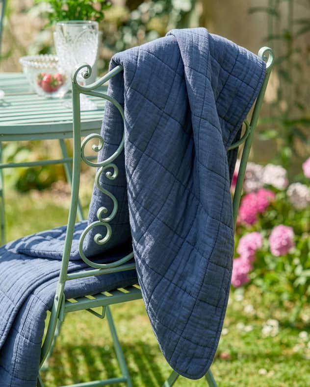 Blue Cotton & Polyester Throws - Midnight Blue Soft Quilted Throw