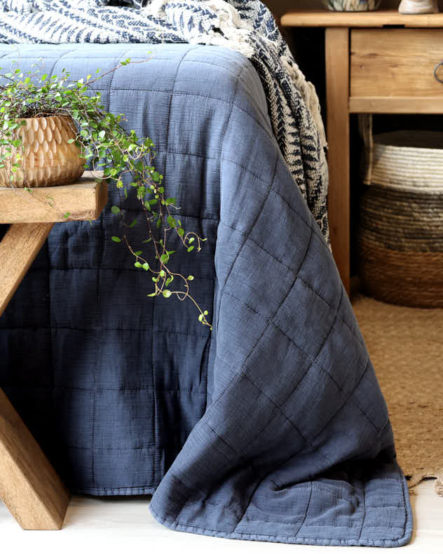 Midnight Blue Soft Quilted Throw