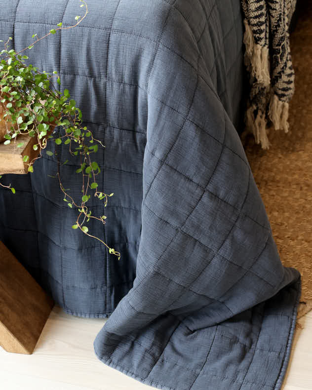 Midnight Blue Soft Quilted Throw