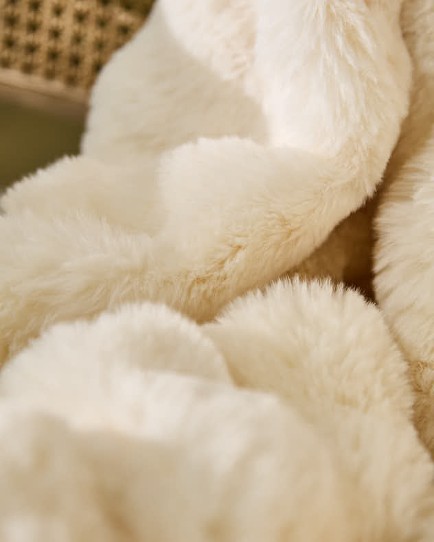 Ivory Faux Fur Throw