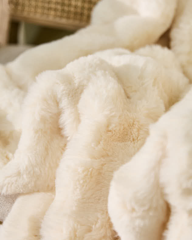 Ivory Faux Fur Throw