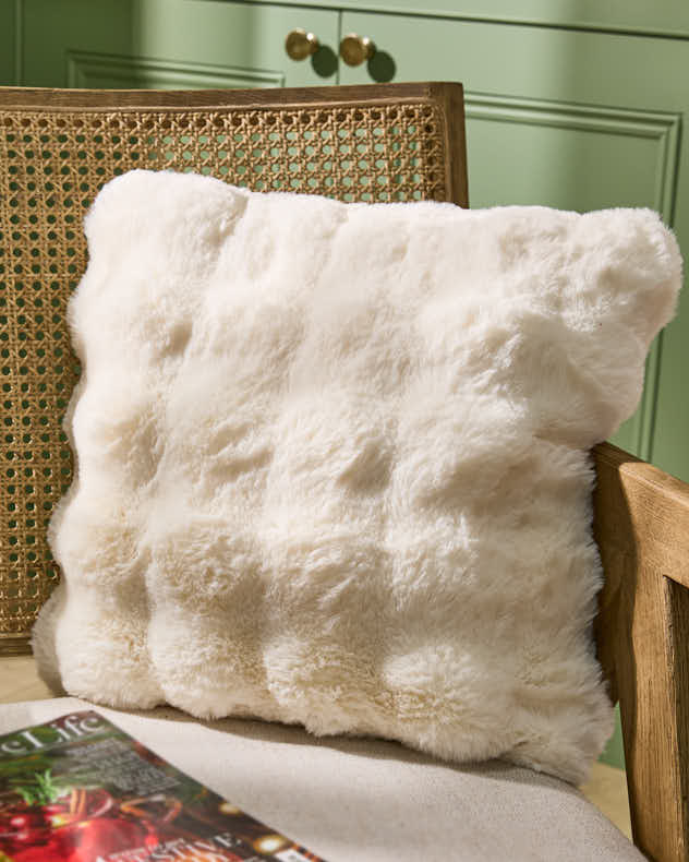 Ivory Faux Fur Cushion