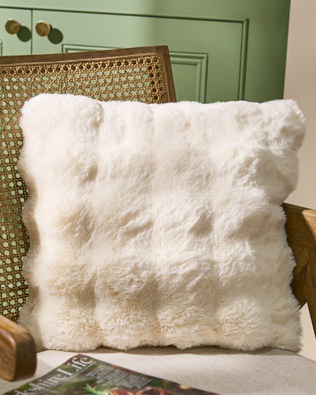 Ivory Faux Fur Cushion
