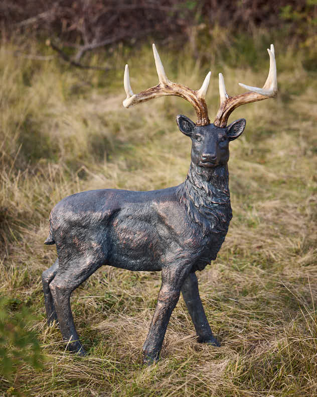 Large Black Standing Carved Stag