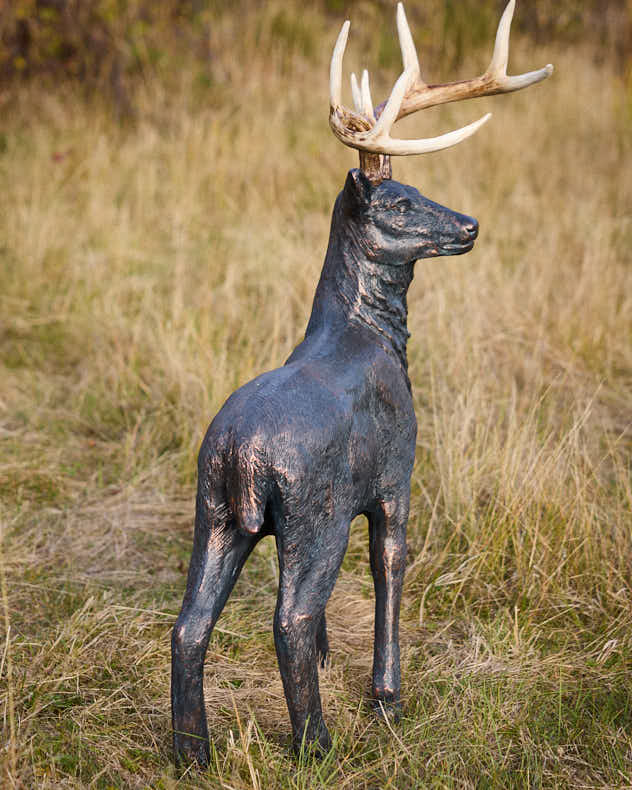 Large Black Standing Carved Stag