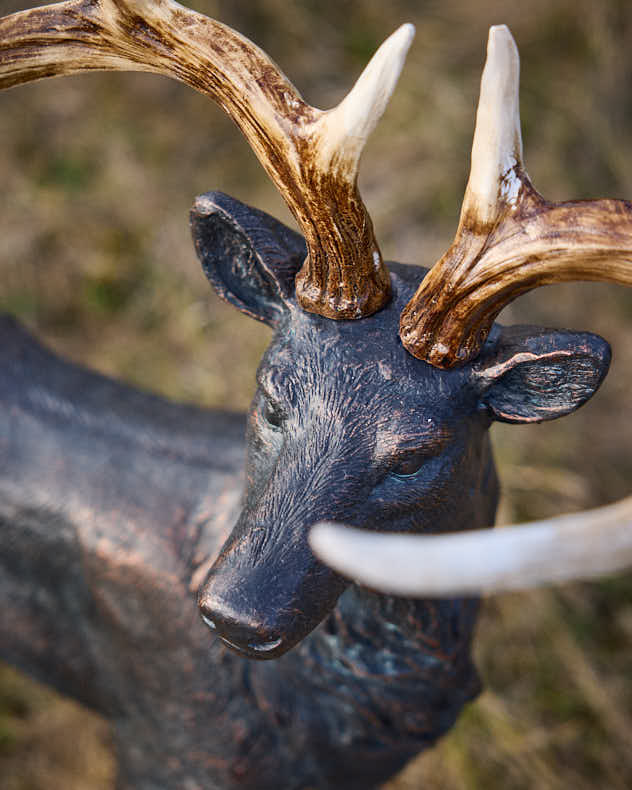 Large Black Standing Carved Stag