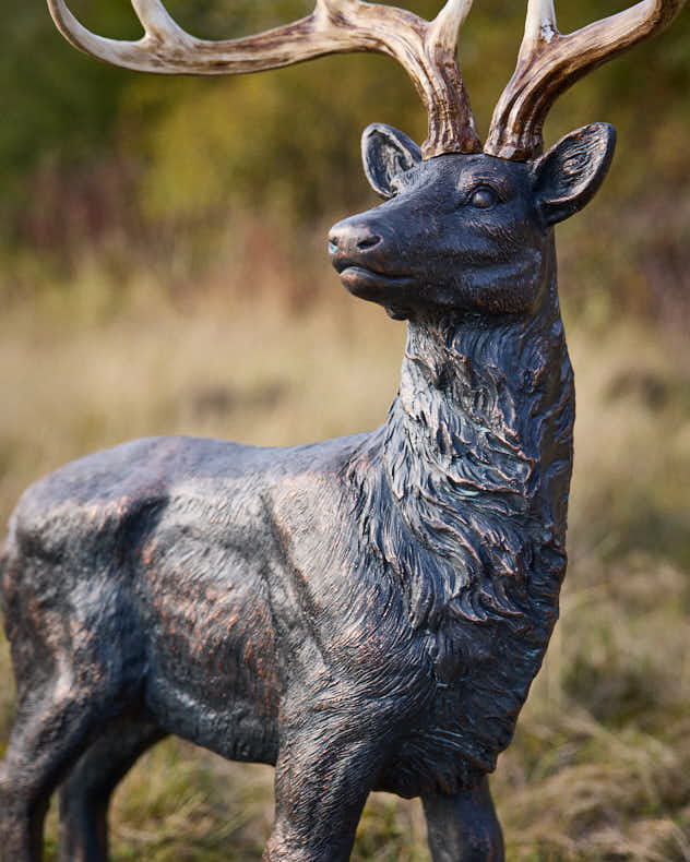 Large Black Standing Carved Stag