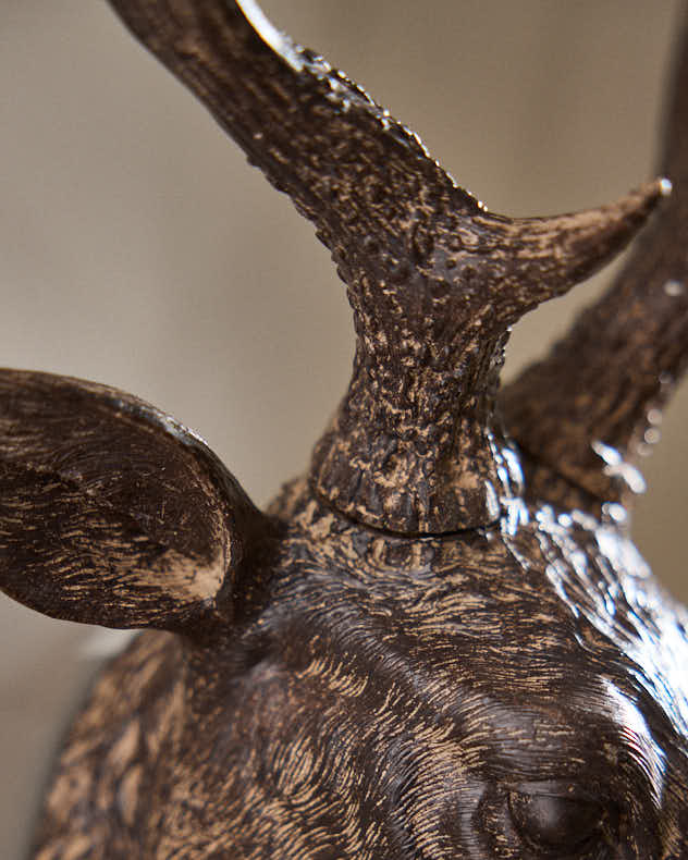 Wall Mounted Oakwood Effect Stag Head