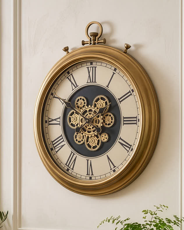 Clocks - Vintage Brass Effect Mechanical Wall Clock