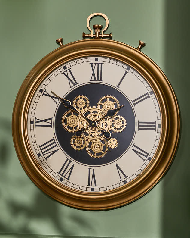 Vintage Brass Effect Mechanical Wall Clock