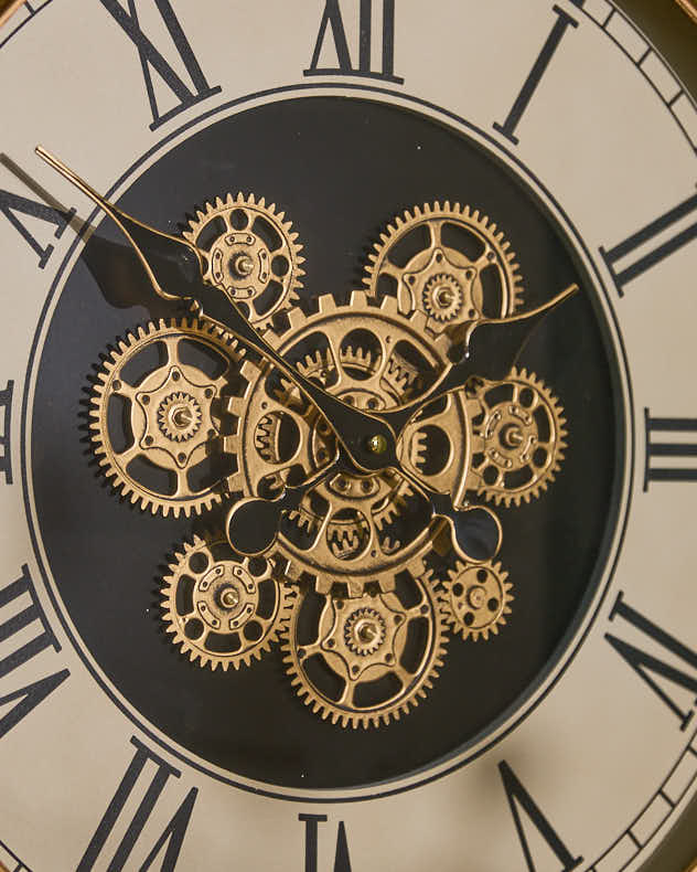 Clocks - Vintage Brass Effect Mechanical Wall Clock