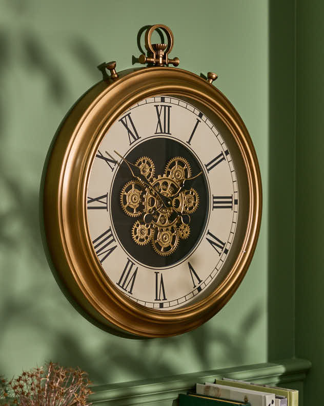 Vintage Brass Effect Mechanical Wall Clock