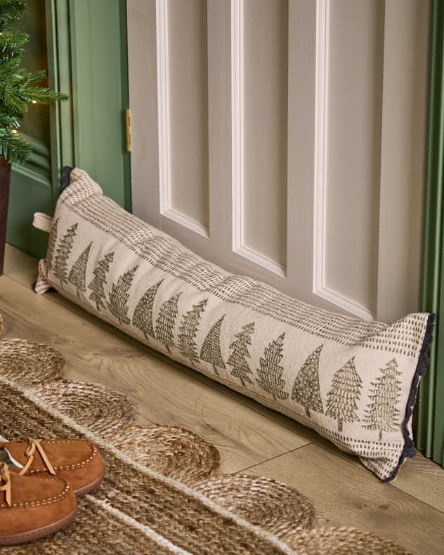 Natural & Green 100% cotton dhurrie Draught Excluder - Nordic Forest Draught Excluder