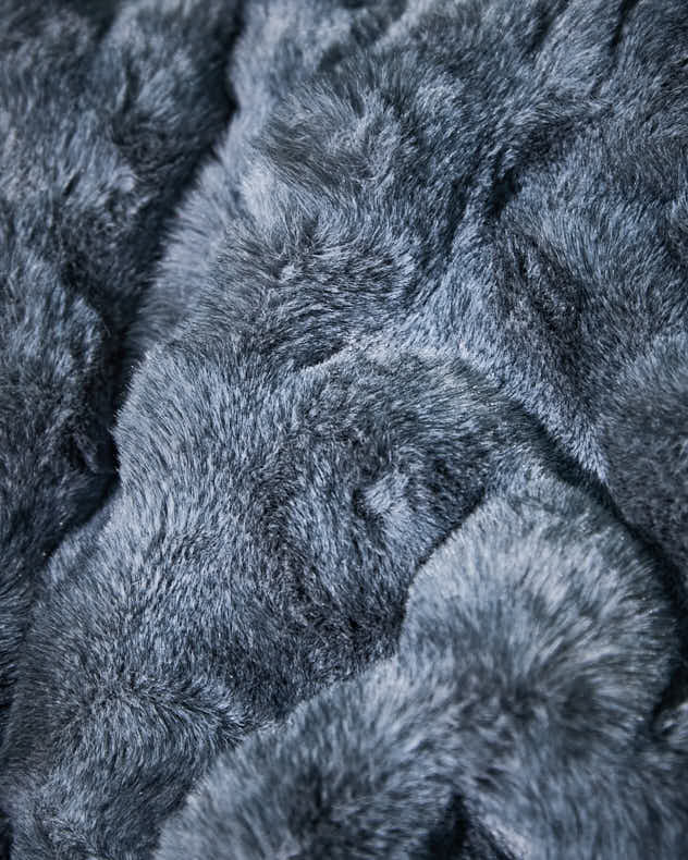 Slate Blue Luxe Faux Fur Throw