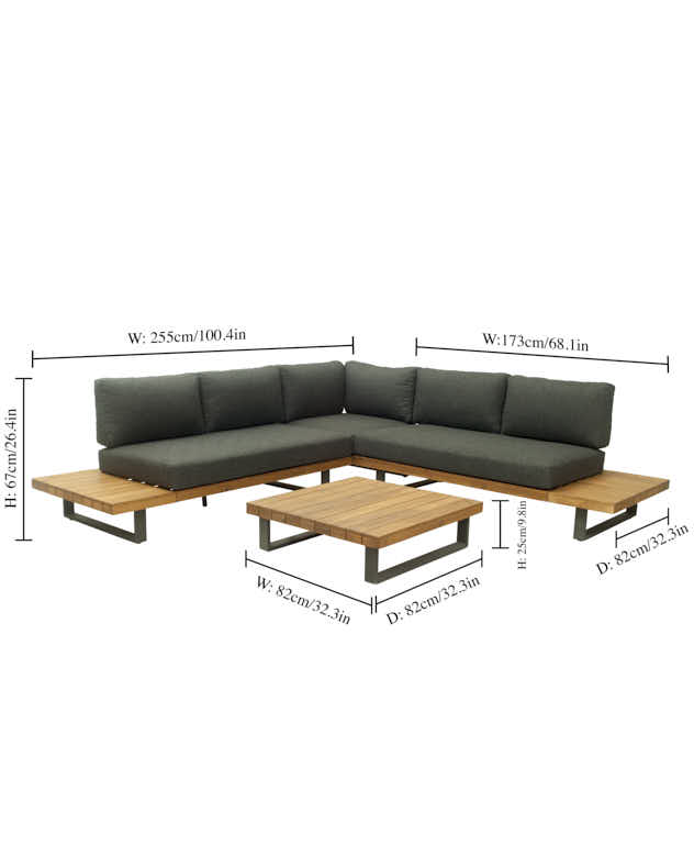 Garden Furniture - Glenwood Corner Sofa Set - Charcoal