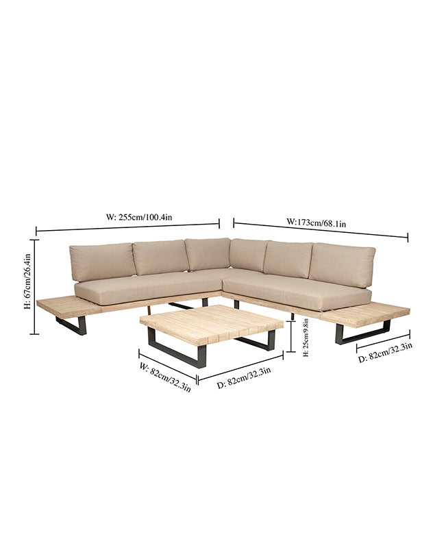 Glenwood Corner Sofa Set - Beige