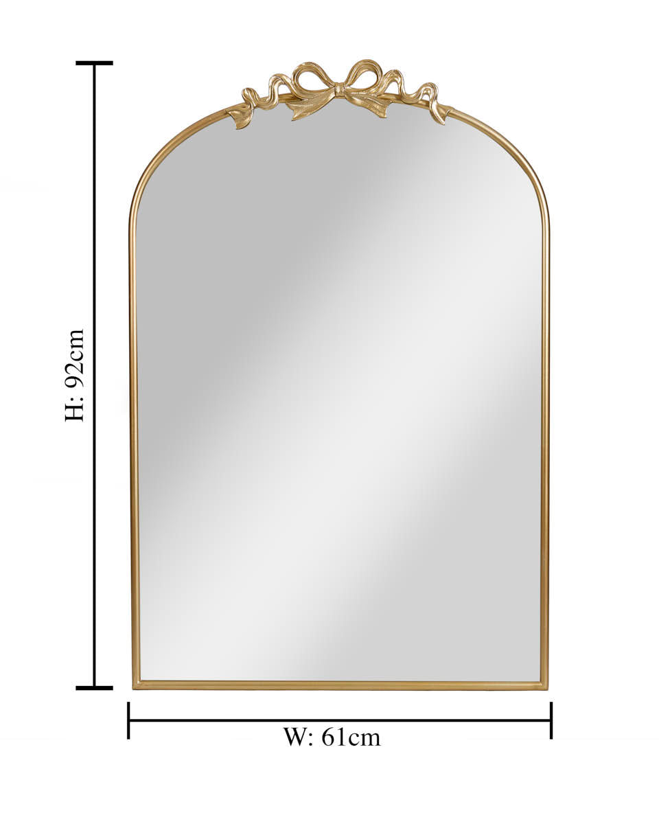 Bow &amp; Ribbon Gold Arched Mirror