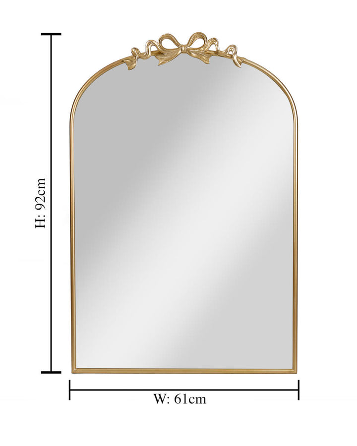 Bow &amp; Ribbon Gold Arched Mirror