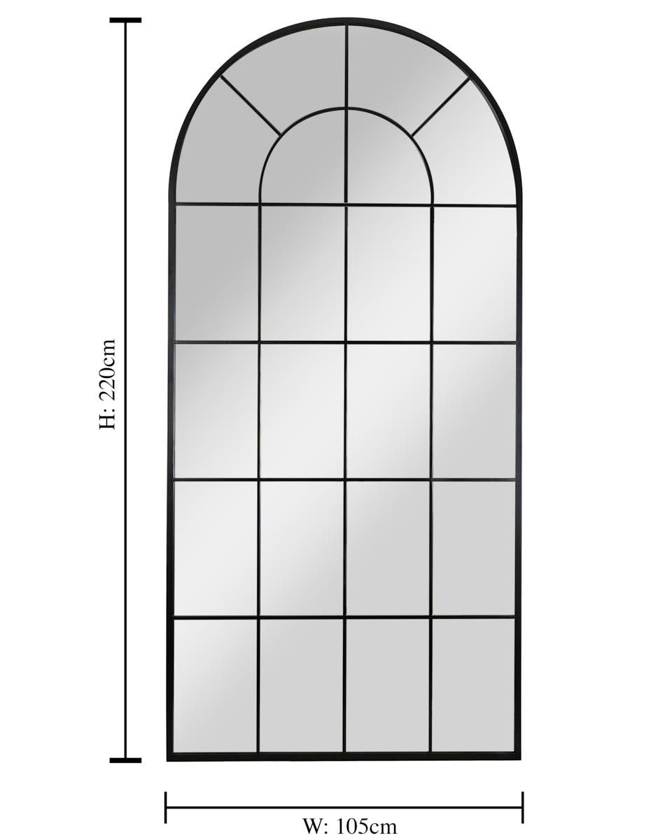 Black Window Panel Arched Mirror