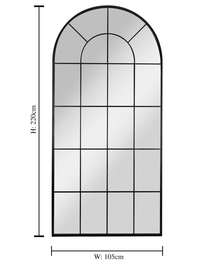 Black Window Panel Arched Mirror