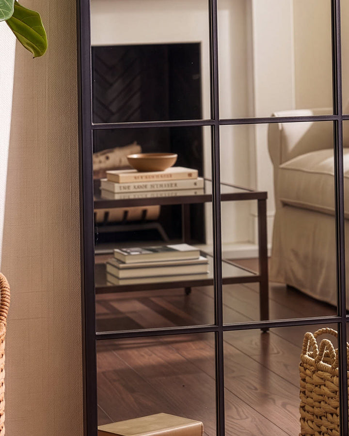 Black Window Panel Arched Mirror