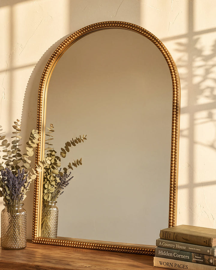 Beaded Gold Vanity Mirror