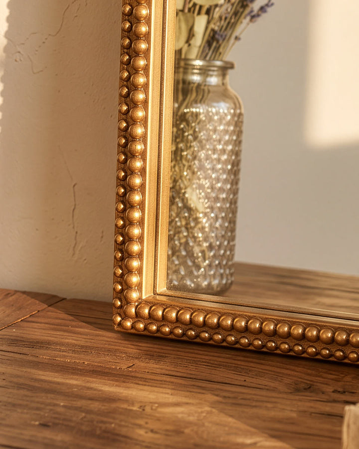 Beaded Gold Vanity Mirror