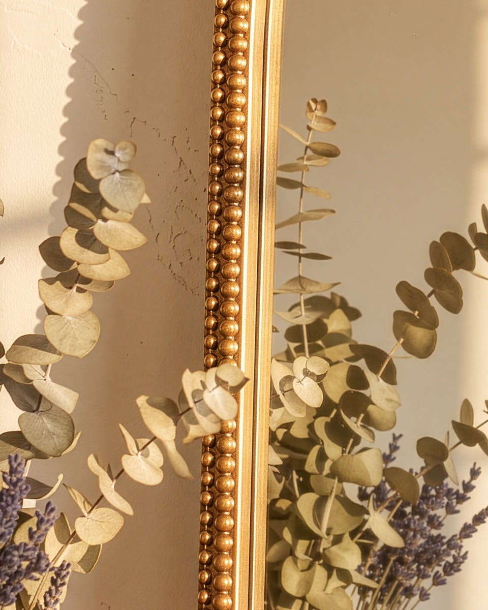 Beaded Gold Vanity Mirror
