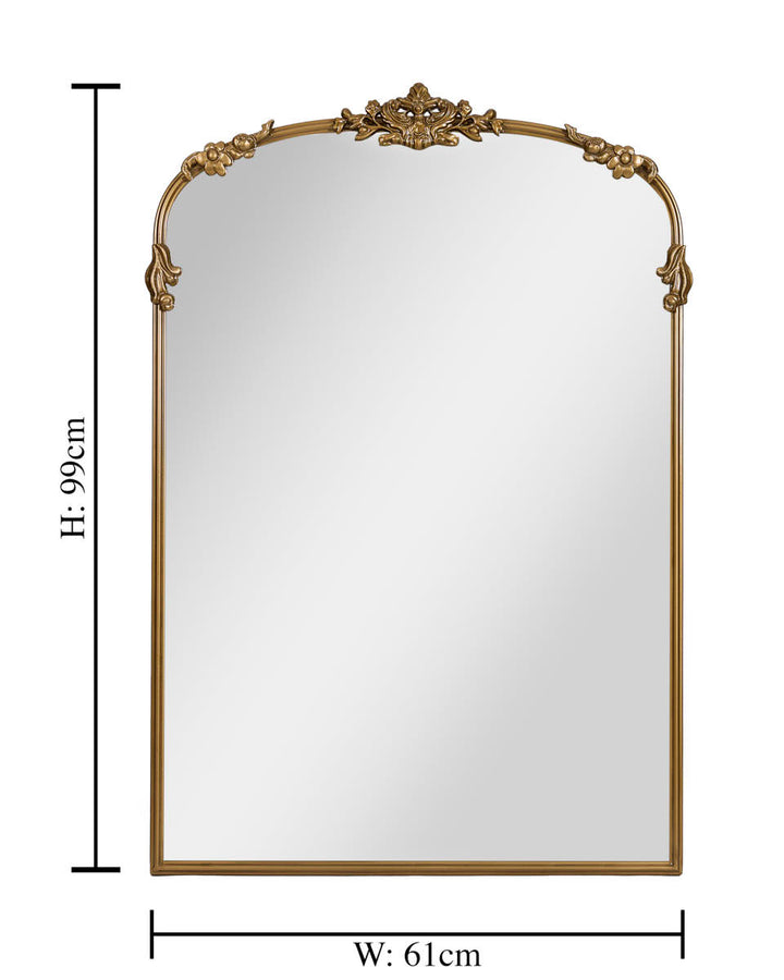 Brass Finish Floral Topped Mirror