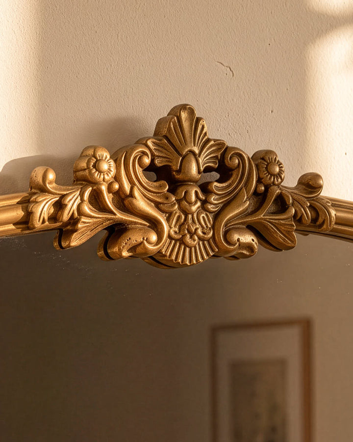 Brass Finish Floral Topped Mirror