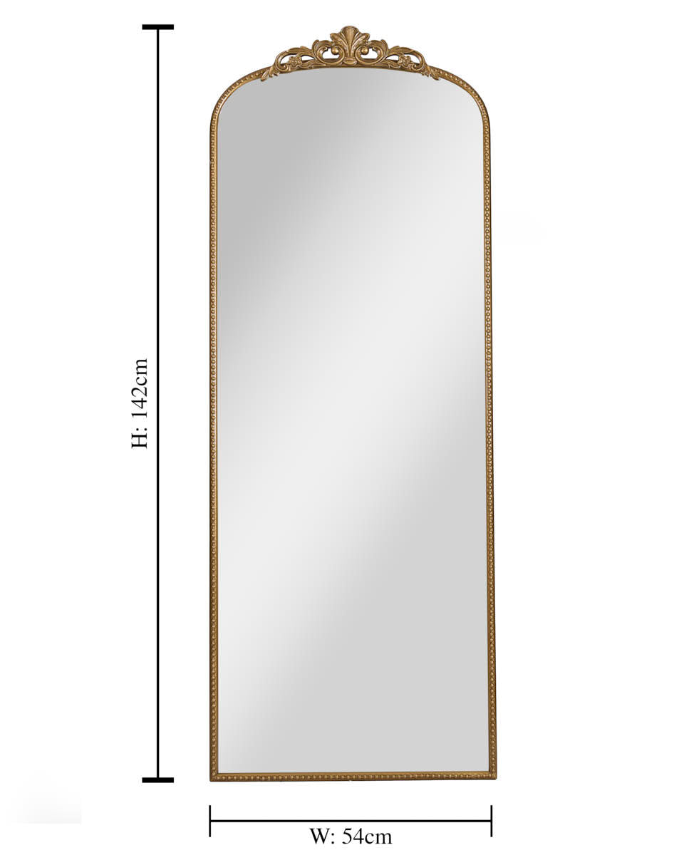 Tall Bronze Floral Topped Mirror