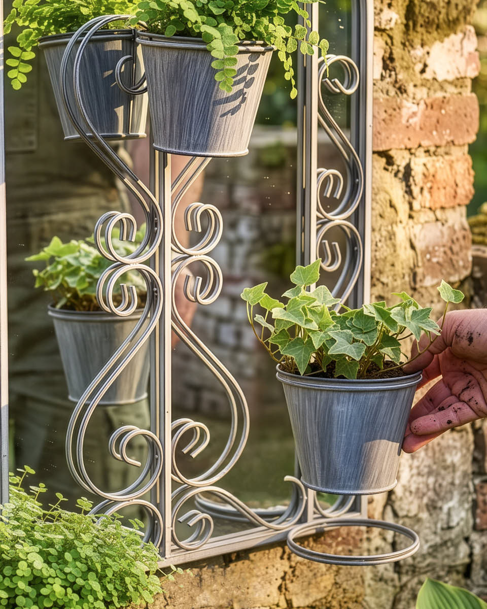 Mirrored Arch Plant Pot Holder