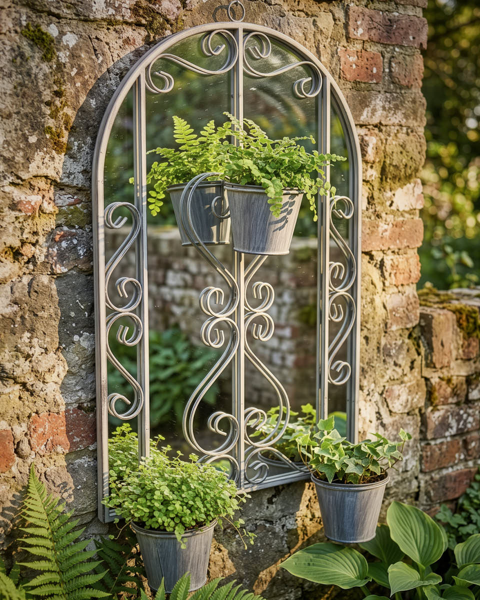 Mirrored Arch Plant Pot Holder