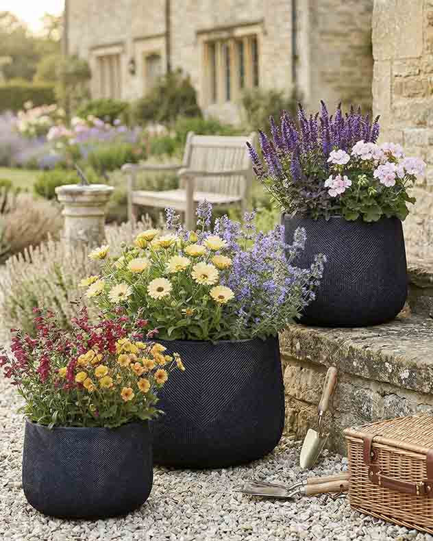 Pots & Planters Large - Kalo Grey Striped Planter Collection