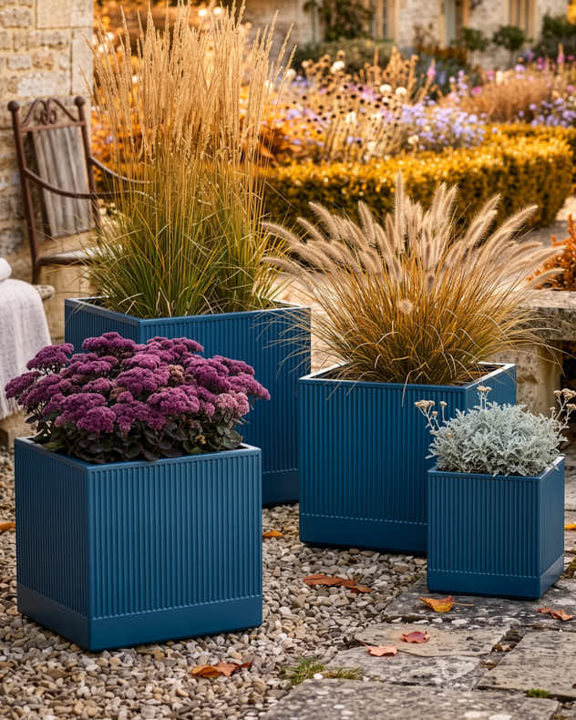 Agri Blue Ribbed Planter Collection